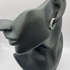 .50 CT Natural Diamond Triple Row Sterling Silver Hoop Earrings